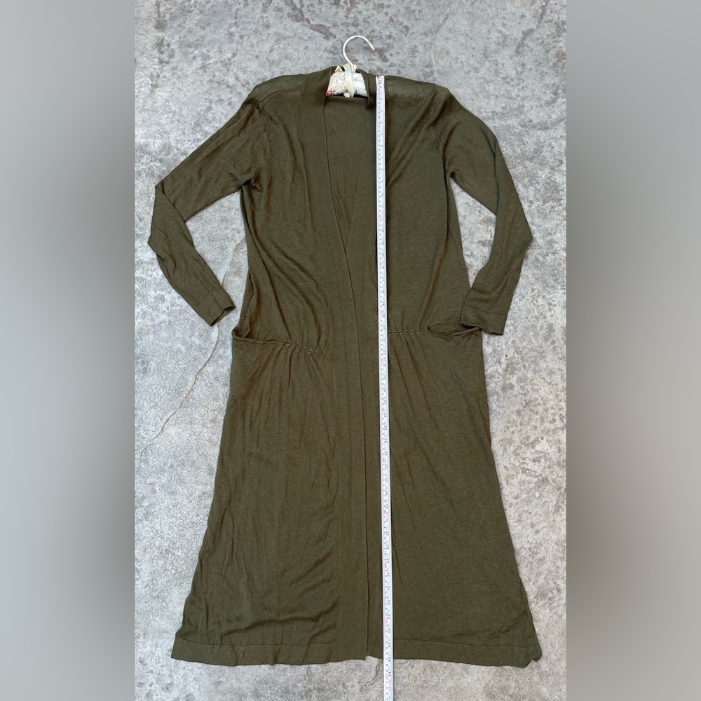 Zara Khaki Cardigan green sweater duster maxi long - Picture 2 of 7
